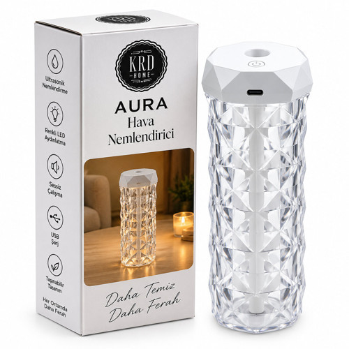 AURA KRİSTAL HAVA NEMLENDİRİCİ BUHAR MAKİNE - KOKU GİDERİCİ KRD-8775 (5680)
