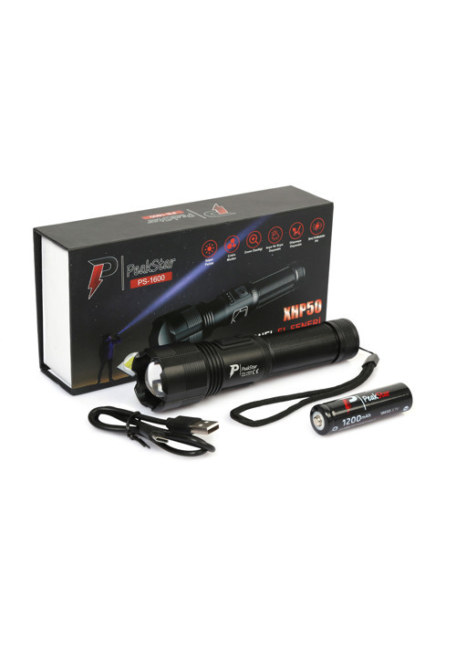 Ps-1600 Süper Parlak Led Zoomlu 5 Mod Su Geçirmez Profesyonel Kamp Bekçi cı Feneri