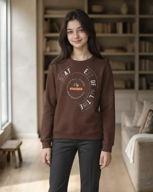 Çocuk 3 İp Şardonlu Sweatshirt Kahverengi