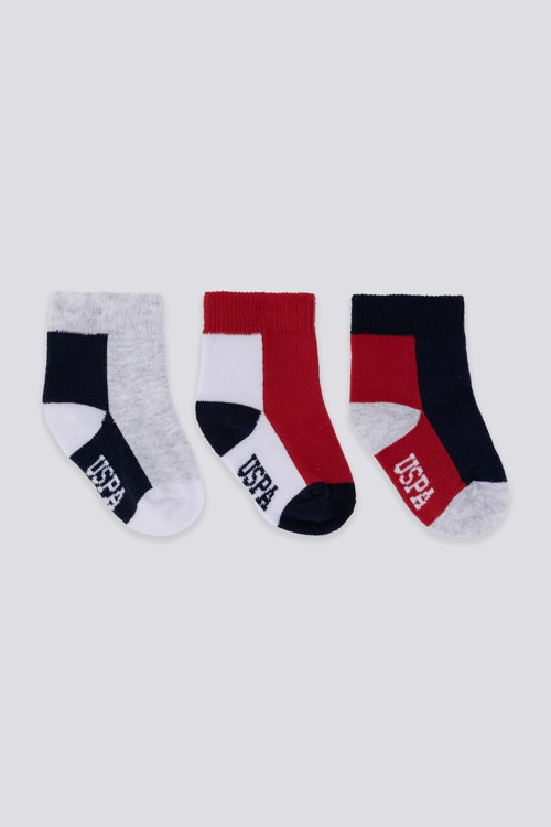 U.S. Polo Assn Erkek Bebek Çorap USB2202 Gri Melanj 18-24 Ay