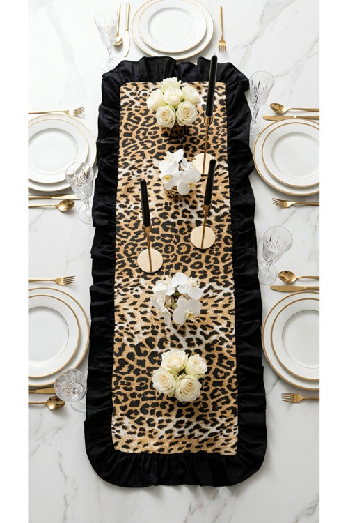 Fırfırlı Runner Leopar Desenli 40X150