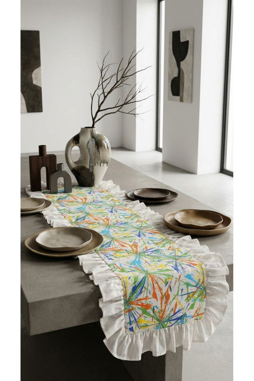 Fırfırlı Runner Batik Desenli 40X130