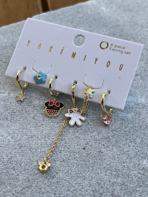 Yakemiyou Mickey Mouse Altılı Küpe