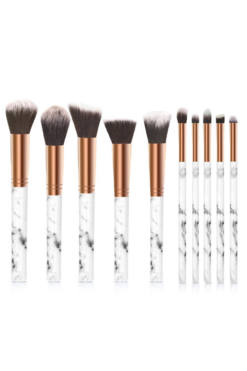 10'Lu Makyaj Fırça Seti Beyaz Sap - Siyah Uç