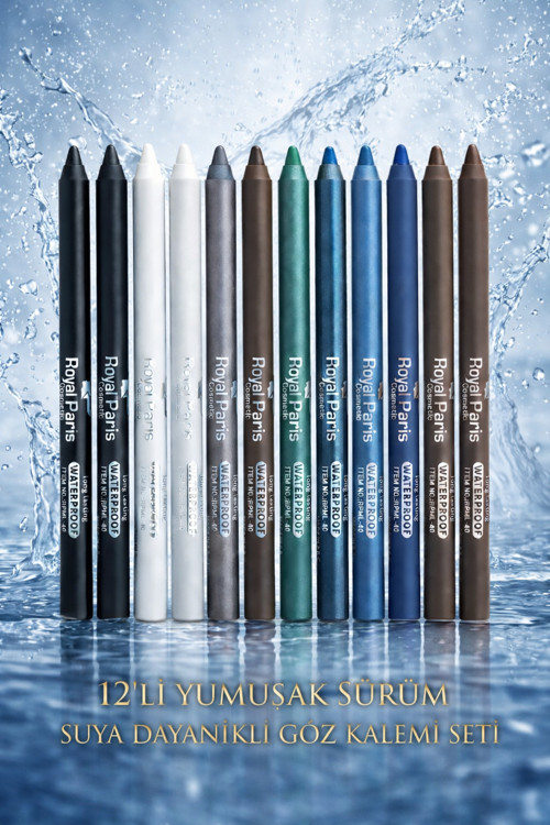 12 Adet Ultra Yağlı Yumuşak Sürüm Renkli Göz Kalemi & Eyeliner Seti