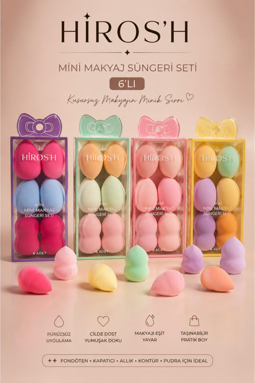 6Lı Mini Renkli Makyaj Süngeri