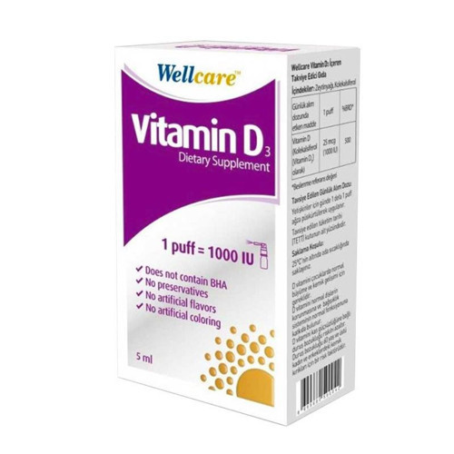 Vitamin D3 1000 IU Sprey Takviye Edici Gıda 5 ml