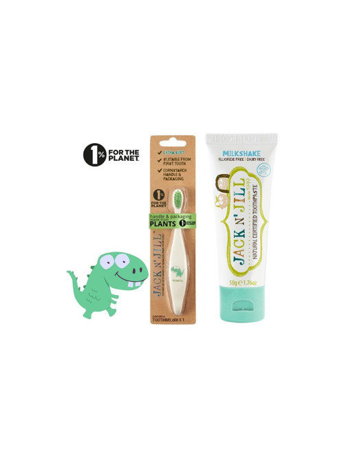 Jack N' Jill Jack N’jill Doğal Sertifikalı Bebek/çocuk Diş Seti (Dino Diş Fırçası + Milkshake Aromalı Diş Macunu 50G)