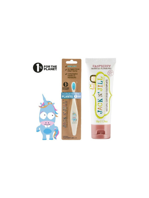Jack N' Jill Jack N’jill Doğal Sertifikalı Bebek/çocuk Diş Seti (Unicorn Diş Fırçası + Ahududu Aromalı Diş Macunu 50G)