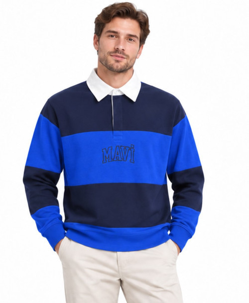 Mavi M0S20218-A7894 Mavi Logo Baskılı Surf The We Yaka Detaylı Erkek Sweatshirt