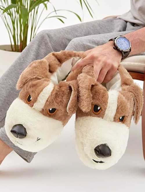 Sevimli Köpek Figürlü Unisex Hayvanlı Panduf