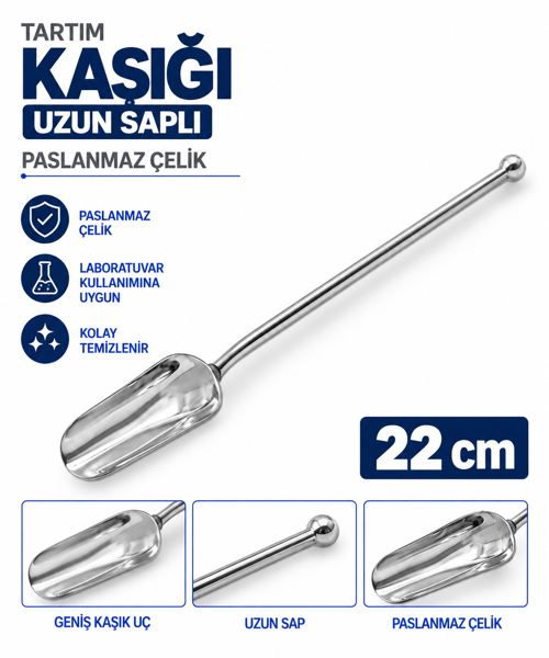 Tartım Kaşığı 22 cm - Paslanmaz Çelik Spatül - Uzun Saplı