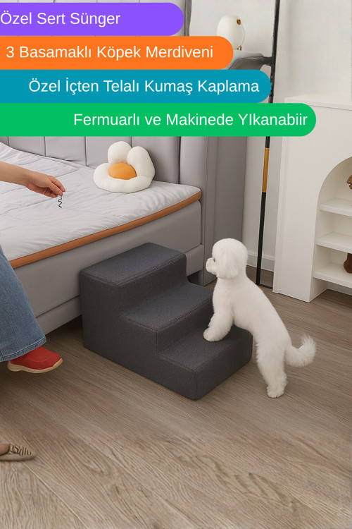 3 Basamaklı Kedi ve Köpek Merdiveni