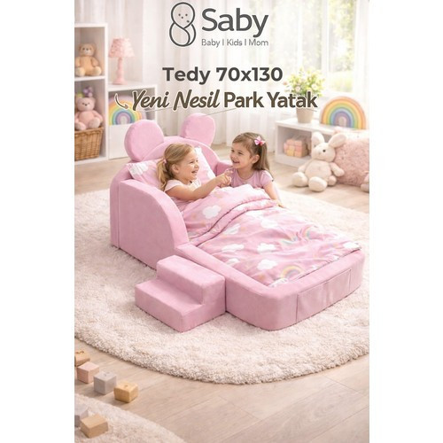 Bebekler ve Çoçuklar Için Tedy 70 x 130 Yataklı Modüler Sünger Oyun Parklı Beşik ve Park Yatak
