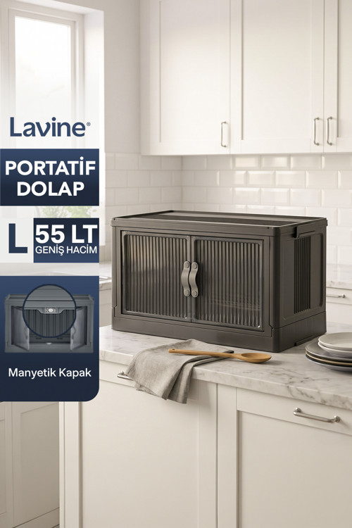 ”Large” Portatif Dolap Organizer 55Lt Çok Amaçlı Mıknatıs Kapaklı, Katlanır