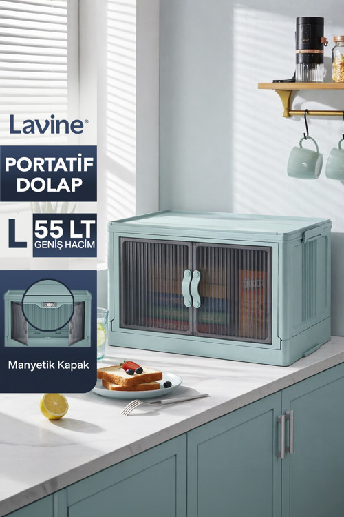 ”Large” Portatif Dolap Organizer 55Lt Çok Amaçlı Mıknatıs Kapaklı, Katlanır
