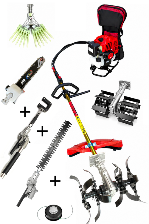 Benzinli Sırt Tırpan + LÜX BAHÇİVAN SET 52CC 4,6 HP