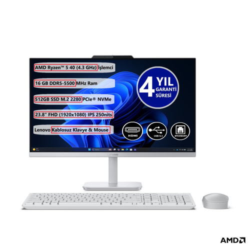 A105 AIO AMD RYZEN™ 5 40 16GB 512GB SSD 23.8" FHD IPS FREEDOS F0JS001BTR AIO BILGISAYAR PC
