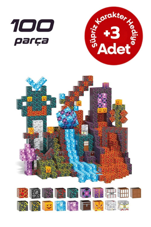 Minecraft Manyetik Küp Blok Yapı Taşı 100 Parça