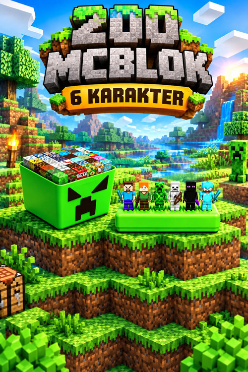 Creeper Kutulu 200 Adet Minecraft Manyetik Blok +6 Karakter Hediye
