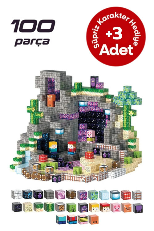 Minecraft Manyetik Küp Blok Yapı Taşı 100 Parça