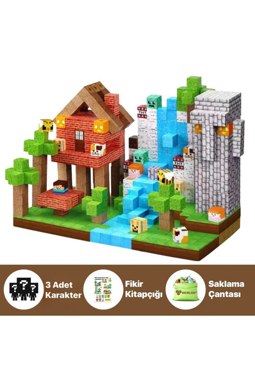 Minecraft Manyetik Küp Blok Orman Temalı Yapı Taşı 150 Parça