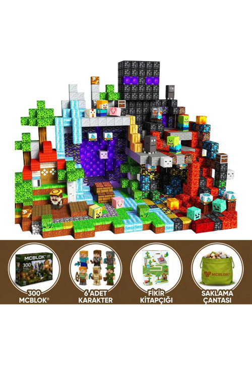 Minecraft Manyetik Orman Temalı Blok Oyuncak - 300 Parça