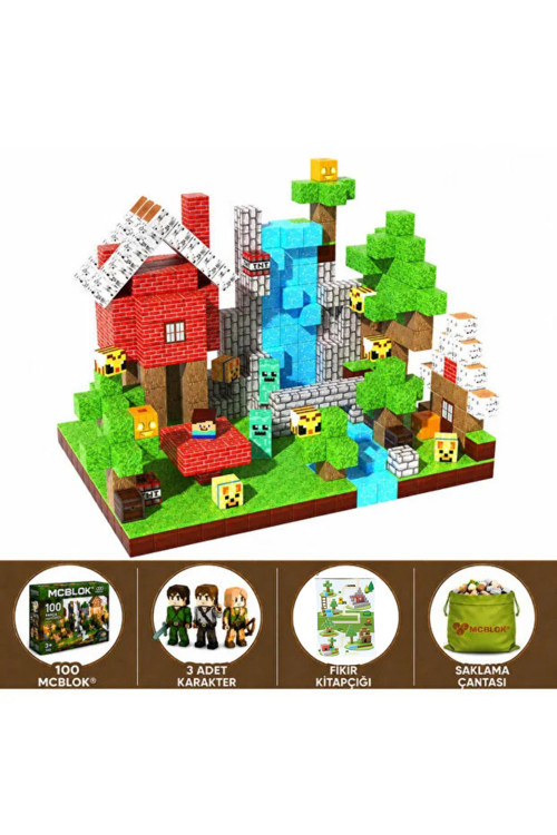 Minecraft Manyetik Orman Temalı Blok Oyuncak - 100 Parça