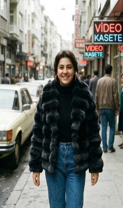 Şal Yaka Suni Kürk Çinçila Çeket