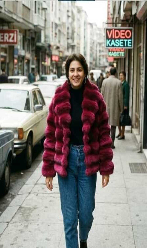 Şal Yaka Suni Kürk Çinçila Çeket