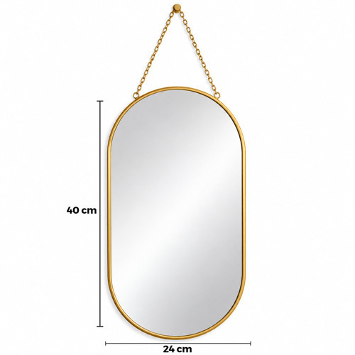 Büro Ev Ofis Dekoru için 40x60CM Golden Metal Çerçeveli İp Askılı Duvar Aynası