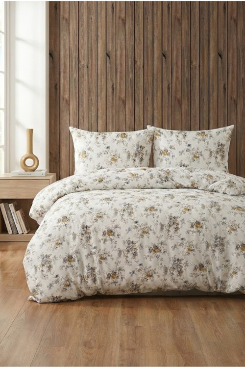 Terry Cotton Yeni Desen Tek Kişilik Çiçekli Nevresim Takımı