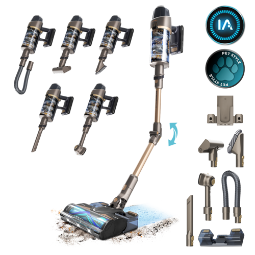 Conga Rockstar RX90 AI AquaPet Flex Dikey Şarjlı Süpürge – 350 AW Emiş Gücü, 850 W Motor Gücü, 100 Dakika Çalışma Süresi