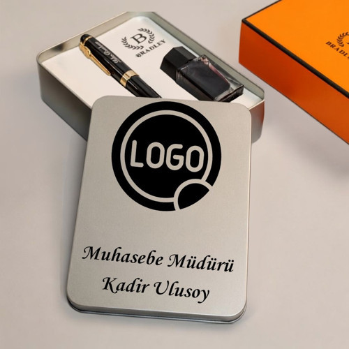 Firmaya Özel Logo Baskılı Dolma Kalem Mürekkep Seti - Metal Kutulu Kurumsal Şirket Hediyesi