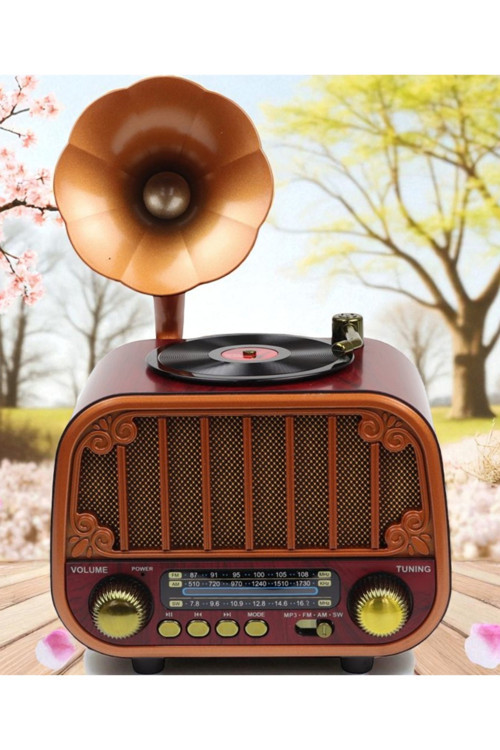 DCX-13 Kahverengi Nostaljik Radyo & Zarif Nostaljik Ahşap Görünümlü Radyo Bluetooth Hoparlör