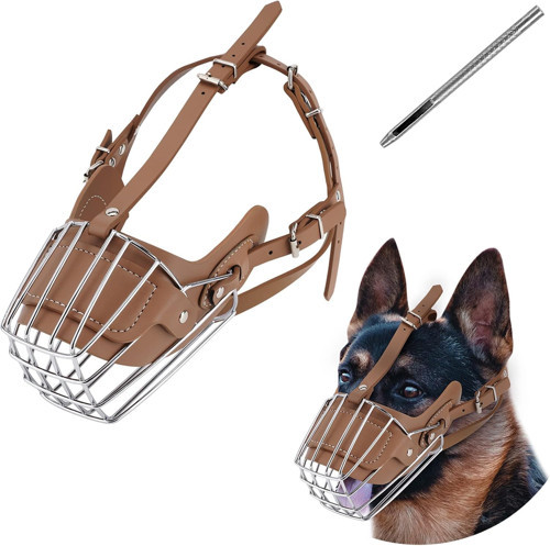 Metal Deri Köpek Ağızlığı M 33 cm