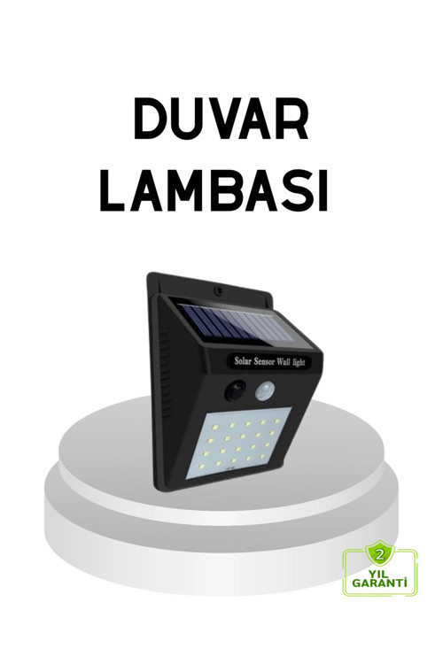 20 LED Güneş Paneli Aydınlatma – Fotoselli ve Hareket Algılamalı Dış Mekan Duvar Lambası
