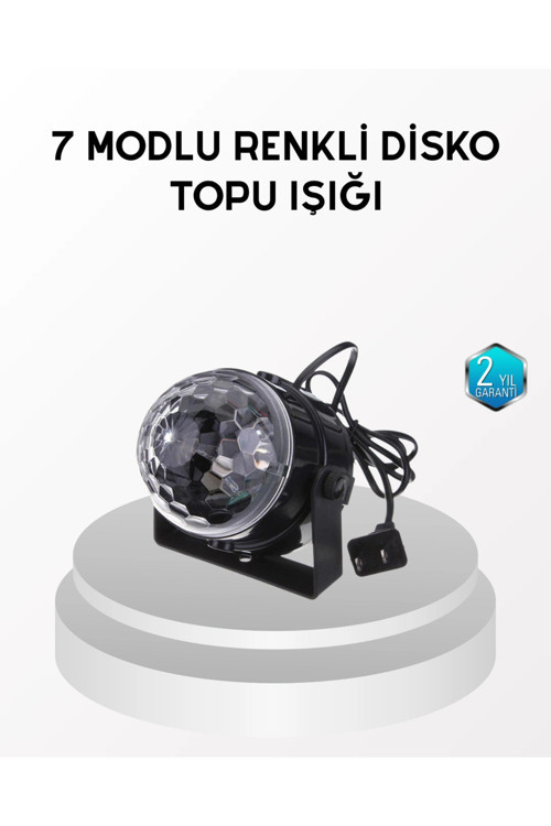 7 Renk Modlu Müzik Sensörlü Disko Topu – LED Işıklı Parti Aydınlatması
