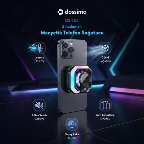 Magsafe Manyetik Sessiz Telefon ve Tablet Soğutucu RGB Işıklı Yapay Zeka Destekli DS-T02