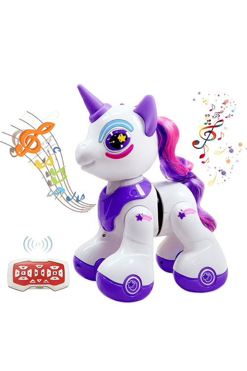 Oyuncak Sevimli Unicorn At Uzaktan Kumandalı Sesli Işıklı Müzikli Pilli Dokunma Sensörlü Robot