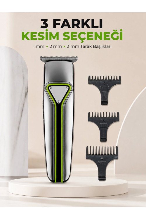 Erkek Saç Sakal Kesme Makinesi Profesyonel T Bıçaklı USB Şarjlı Ense Favori Düzeltme Makinesi