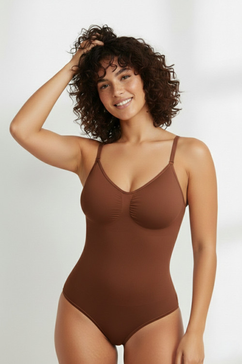 Mamey 3 Bölge Etkili (Alttan Kancalı) Çıtçıtlı Seamless Body Korse Kahve Renk10
