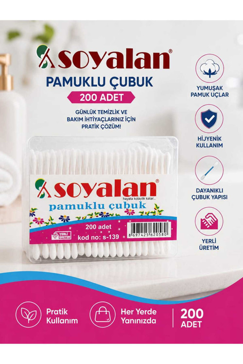 Pamuklu Çubuk 200'lü – Kulak Temizleme Çubuğu, Hijyenik ve Pratik Kullanım