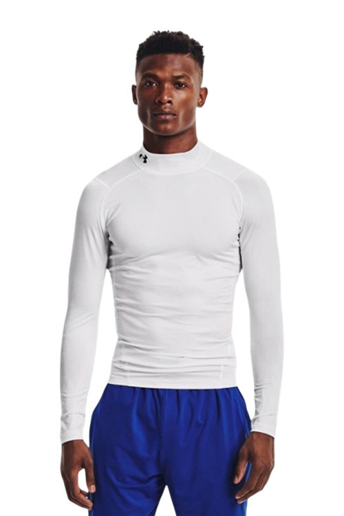 UA HG Armour Comp Mock LS Beyaz Erkek Tshirt