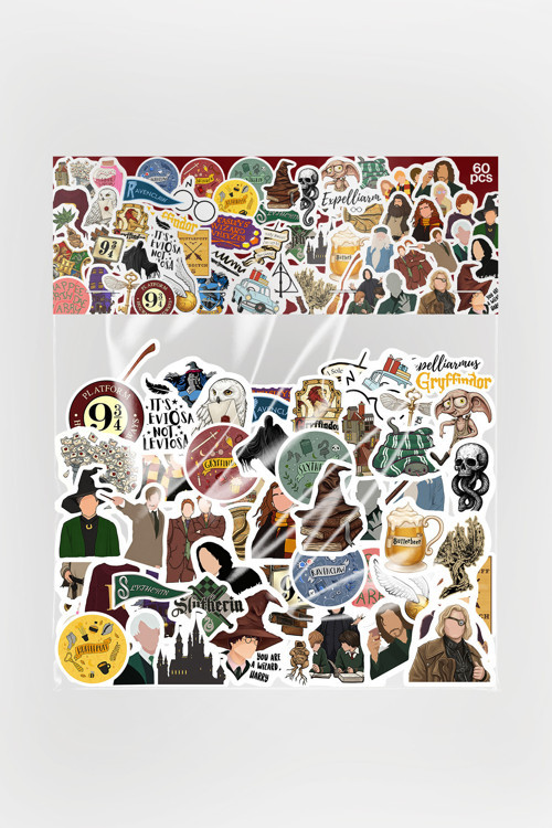 Harry Potter Temalı Sticker Paketi 60 Parça Kaliteli Su Geçirmez Laptop Telefon Termos Etiket Seti