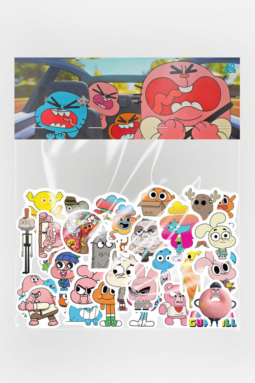 Gumball 40 Parça Sticker Paketi Suya Dayanıklı Laptop Termos Telefon Etiket Seti