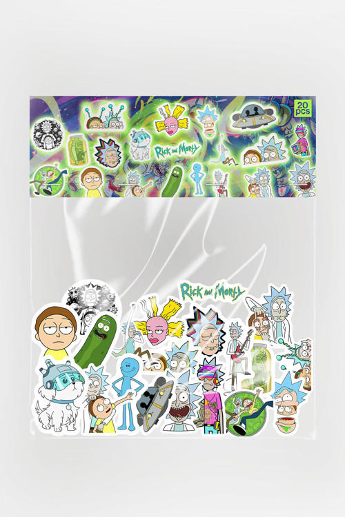 Rick and Morty Sticker Paketi 20 Parça Kaliteli Su Geçirmez Laptop Telefon Etiket Seti