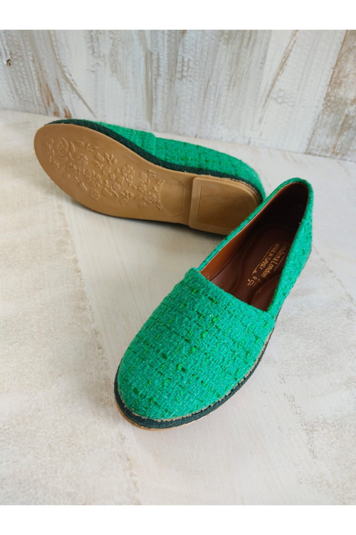 Yeşil Keten Kadın Espadril