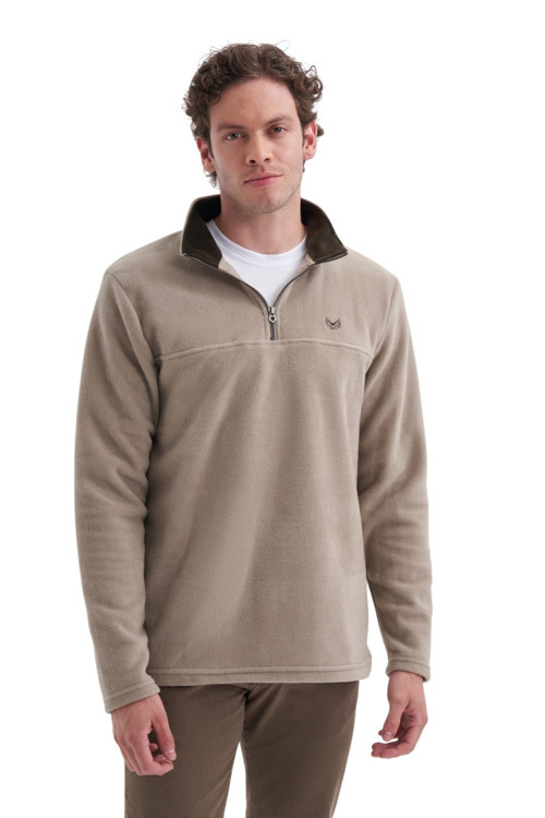 CAZ 56320 Polar Dik YK. Sweat Bej Erkek Sweatshirt