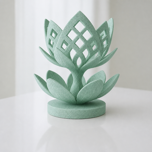 3D Baskı Lotus Çiçeği Mumluk - Dekoratif Tealight Mumluk-Mint